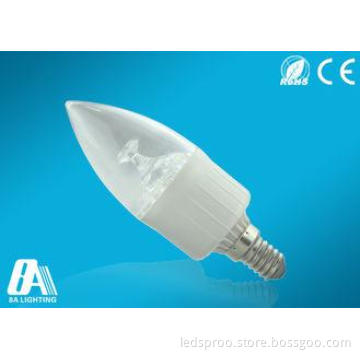 Energy Saving 3Watt 300lumen E14LED Candle Bulb Cool White